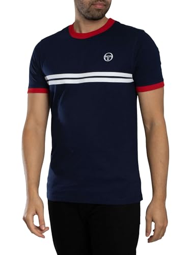 Sergio Tacchini STM14565 Supermac T-Shirt - 128 Maritime Blue/Adrenaline Rush/White