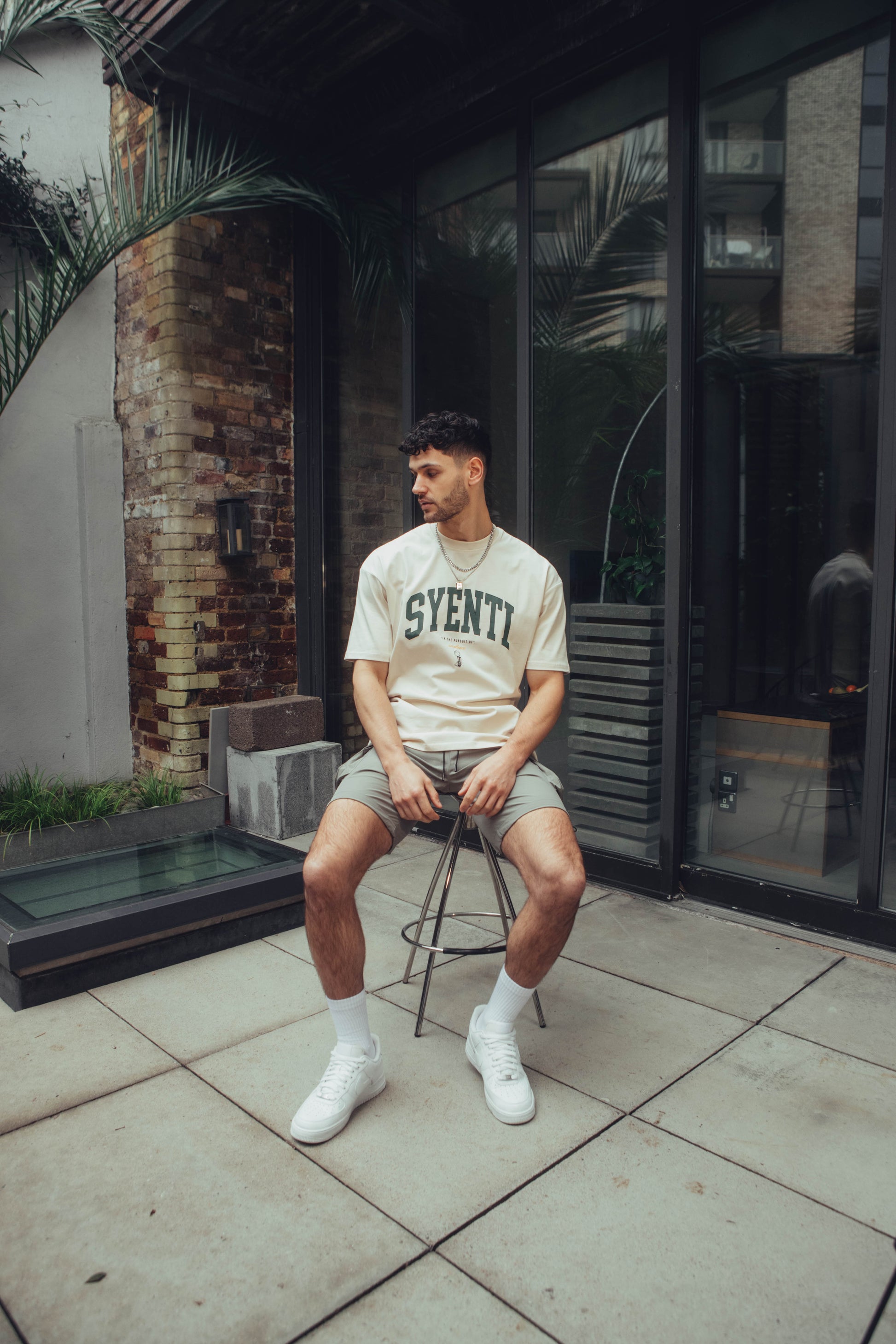 Syenti Varsity Logo T-Shirt - Light Stone