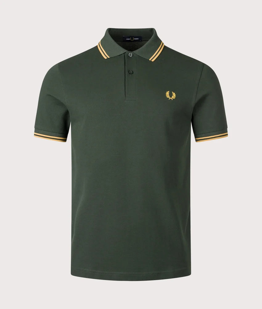 FRED PERRY M3600 PLAIN FRED PERRY POLO SHIRT Y22 CRT GRN/HNYCMB