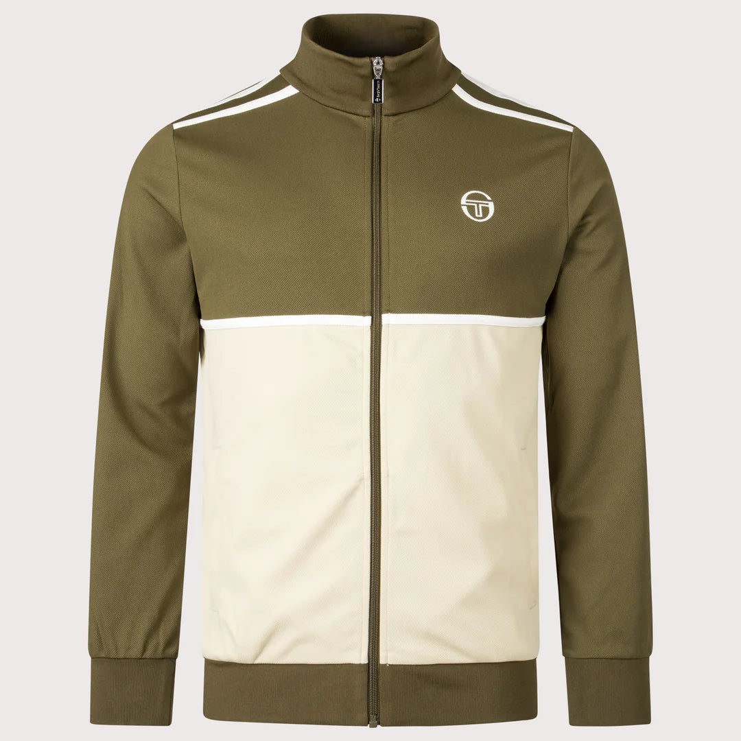 Sergio Tacchini STM12238 Locchi Track Top - Dark Olive/Mojave Desert/Gardenia
