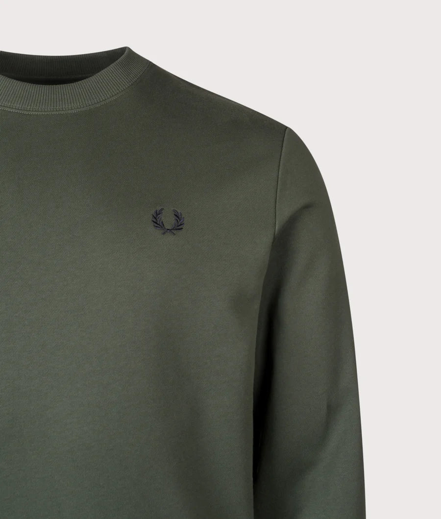 Fred Perry M7535 Crew Neck Sweatshirt - 53A Court Green/Snow White/Navy