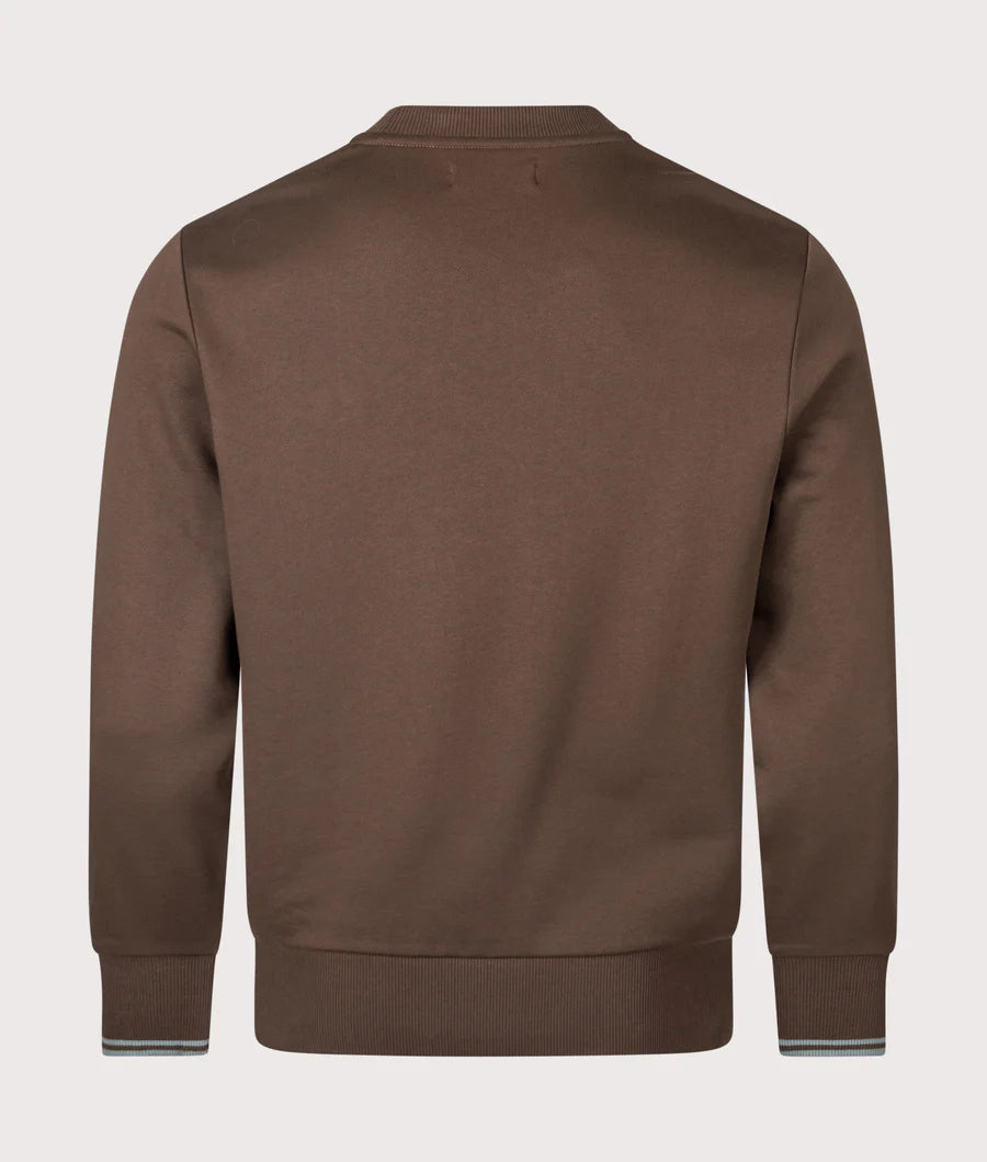 Fred Perry M7535 Crewneck Sweatshirt - 49A Burnt Tobacco/Stockport Blue