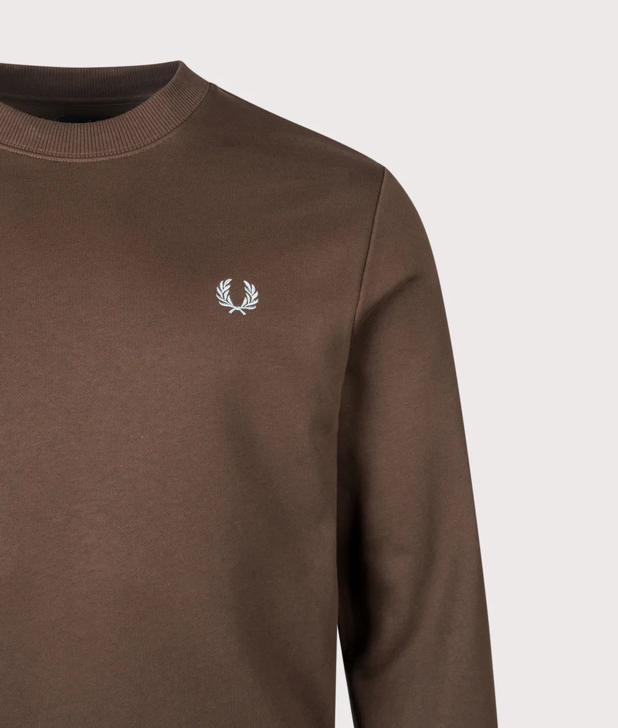 Fred Perry M7535 Crewneck Sweatshirt - 49A Burnt Tobacco/Stockport Blue