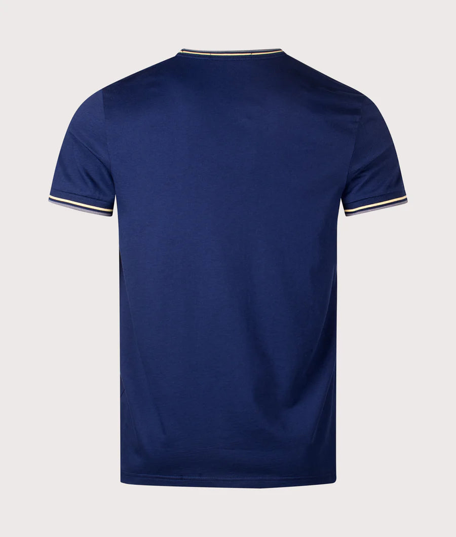 Fred Perry M1588V Twin Tipped T-Shirt - 48A French Navy/Champions Gold/Stockport Blue