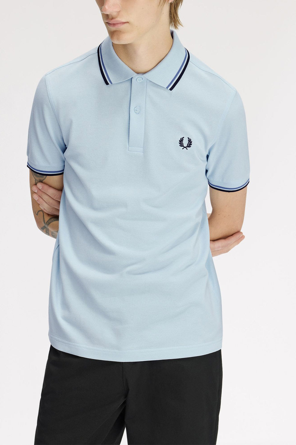 Fred Perry M3600 Twin Tipped Polo 96A - LGTIC/ACEBL/NAVY