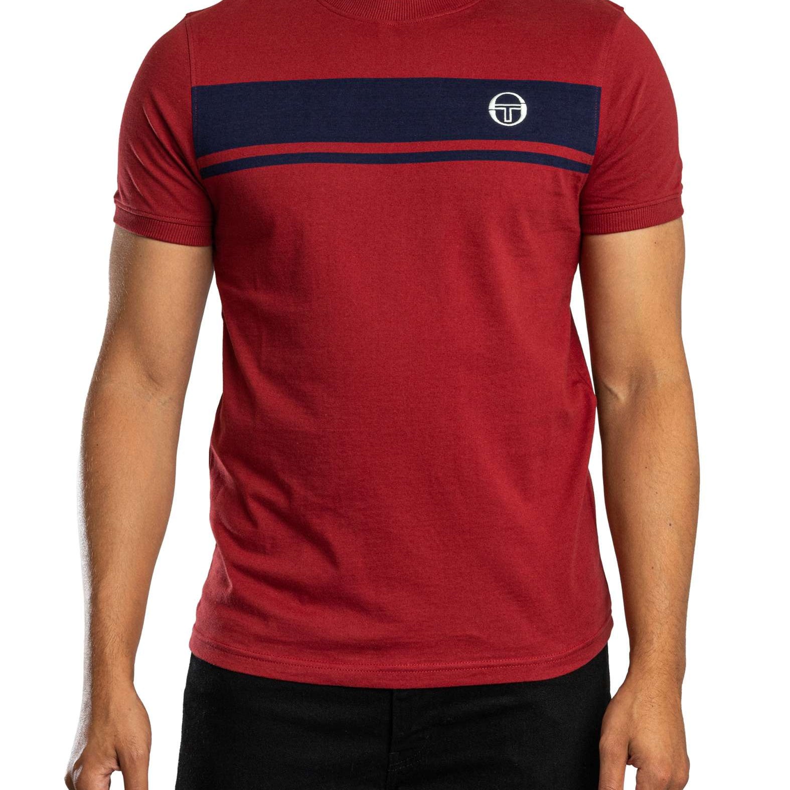 Sergio Tacchini STM14593 Master Tee Crewneck T-Shirt 500 - Merlot/Maritime Blue