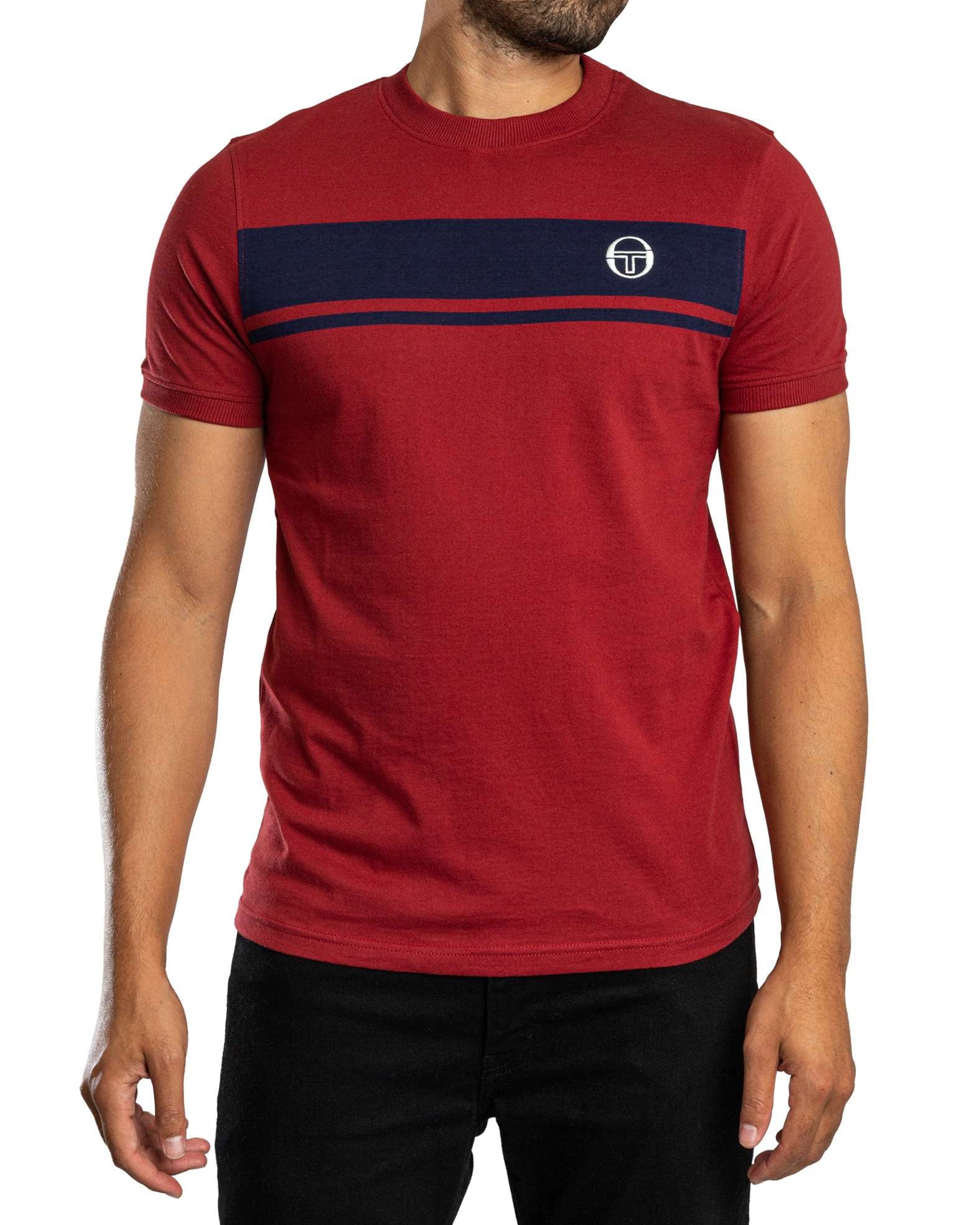 Sergio Tacchini STM14593 Master Tee Crewneck T-Shirt 500 - Merlot/Maritime Blue