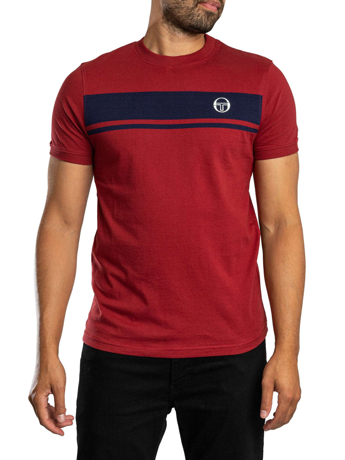 Sergio Tacchini STM14593 Master Tee Crewneck T-Shirt 500 - Merlot/Maritime Blue