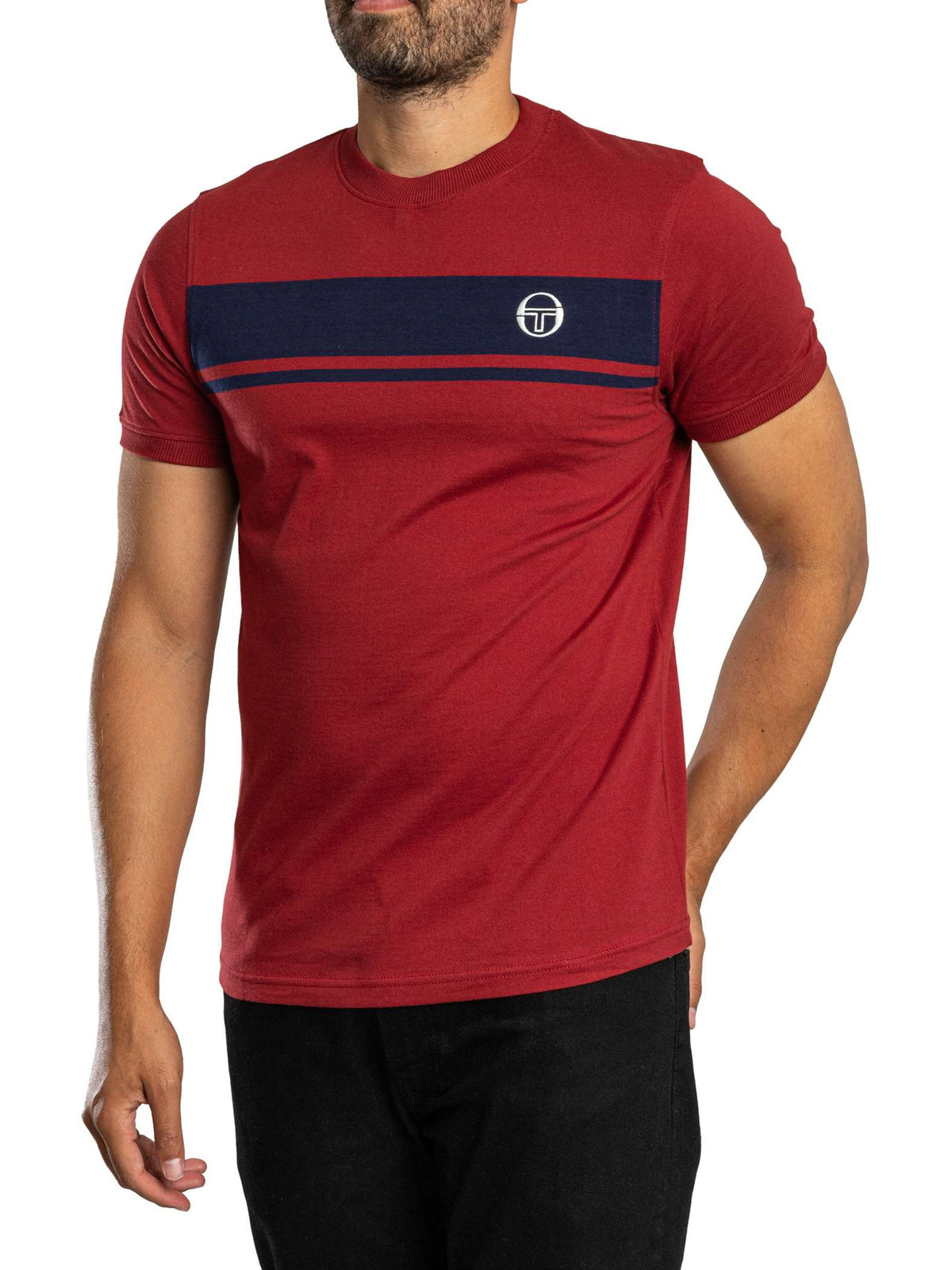 Sergio Tacchini STM14593 Master Tee Crewneck T-Shirt 500 - Merlot/Maritime Blue