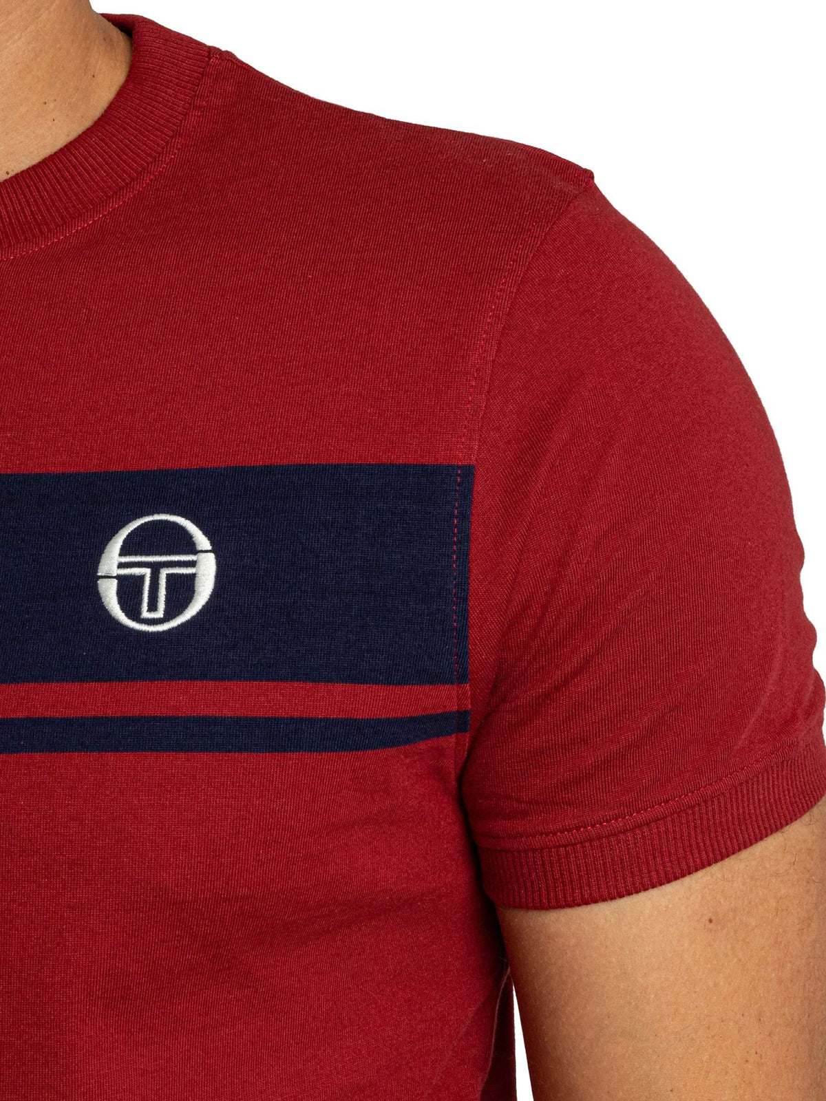 Sergio Tacchini STM14593 Master Tee Crewneck T-Shirt 500 - Merlot/Maritime Blue