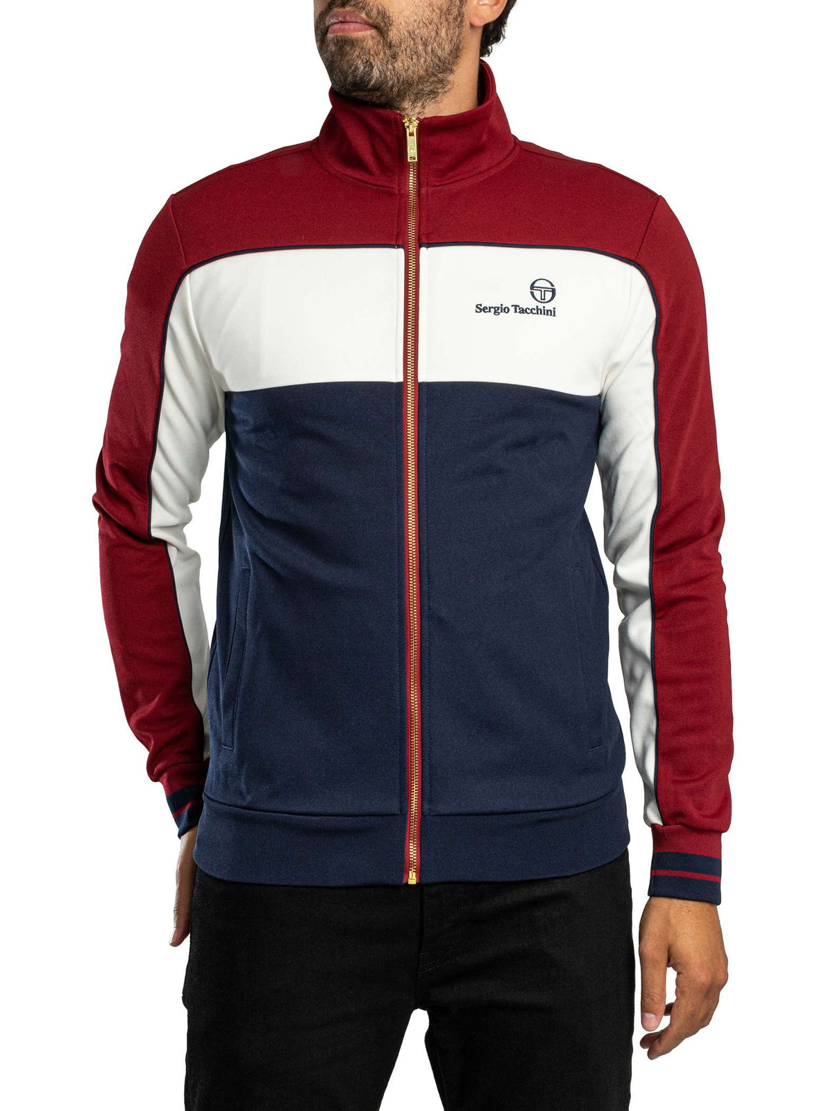 Sergio Tacchini STM21356 Spiga Track Top 570 - Merlot/Gardenia/Maritime Blue