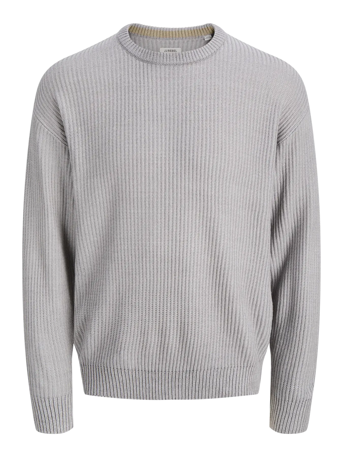 JJ Rebel Logan Knitted Crewneck - Light Grey Melange