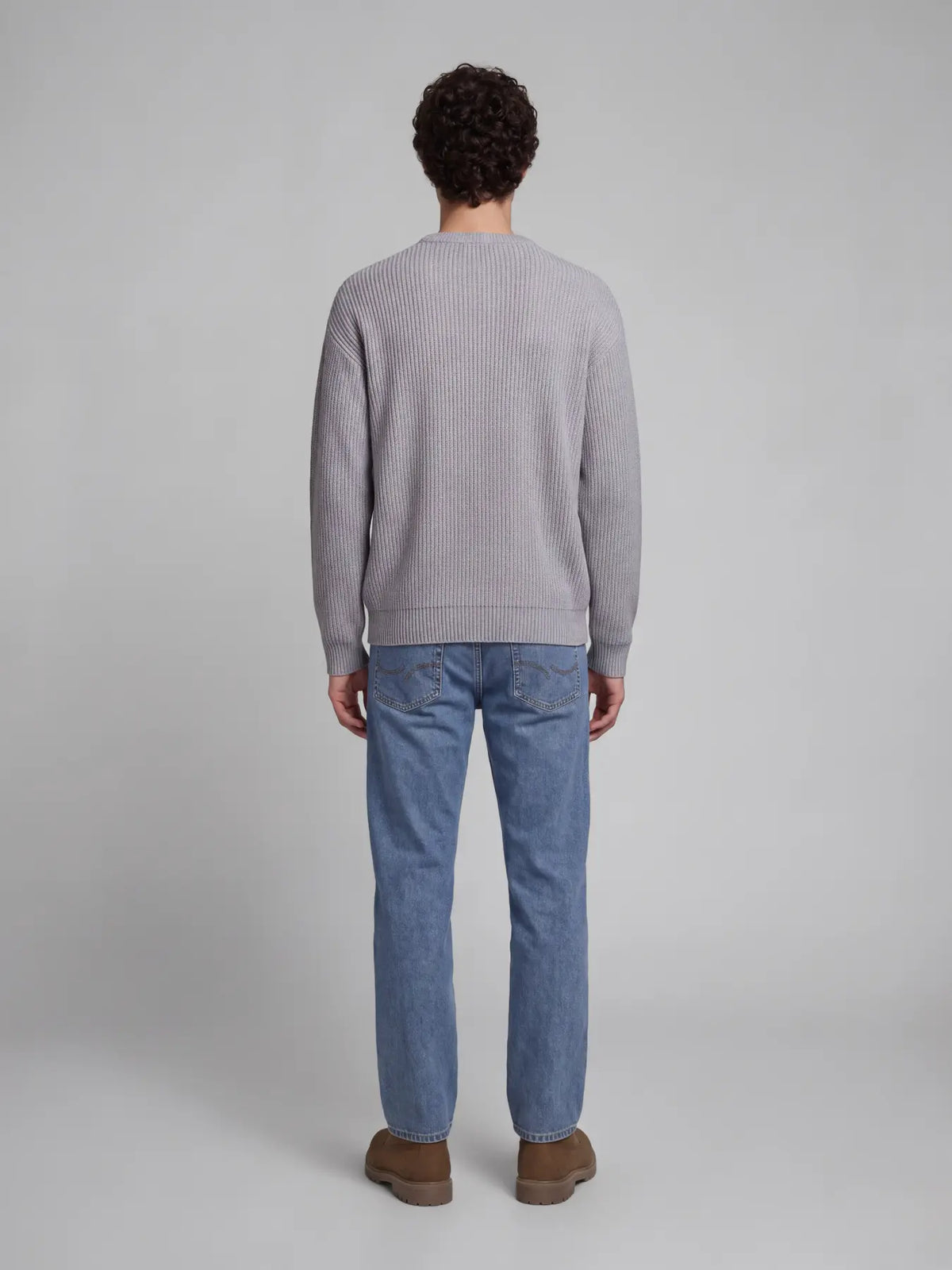 JJ Rebel Logan Knitted Crewneck - Light Grey Melange