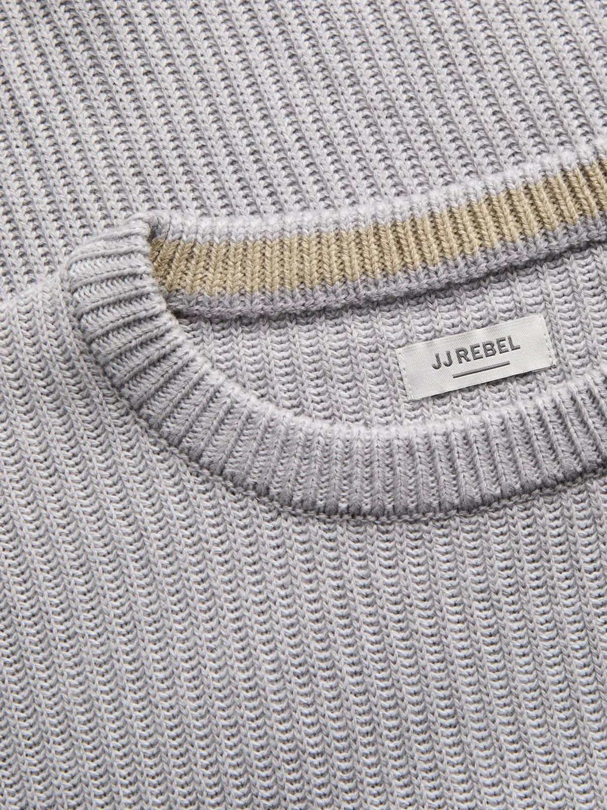 JJ Rebel Logan Knitted Crewneck - Light Grey Melange
