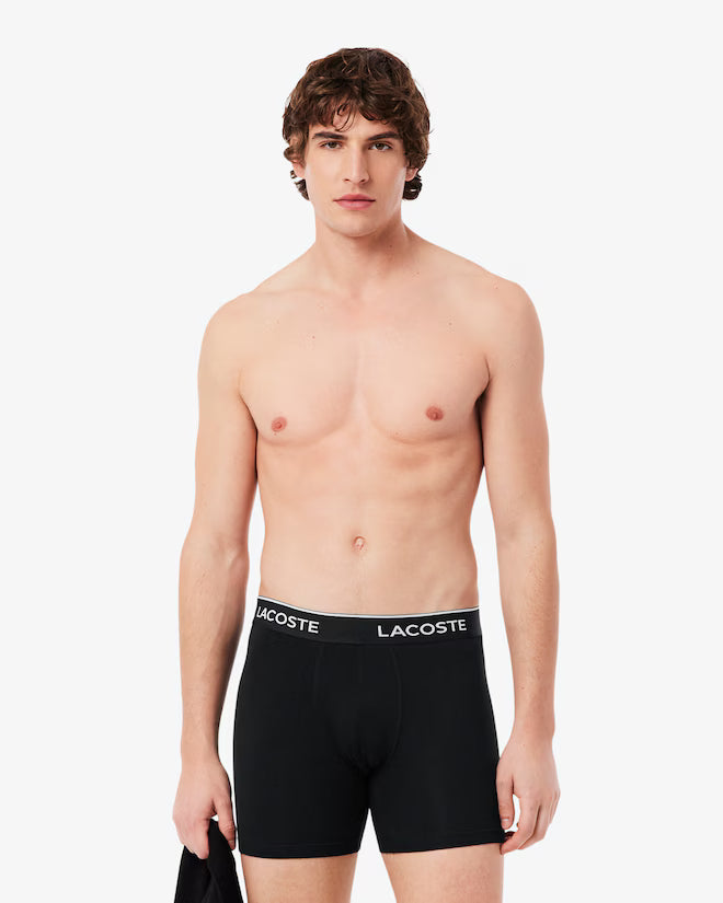 Lacoste Stretch Cotton Boxer Briefs (3 Pack) - 031 Black