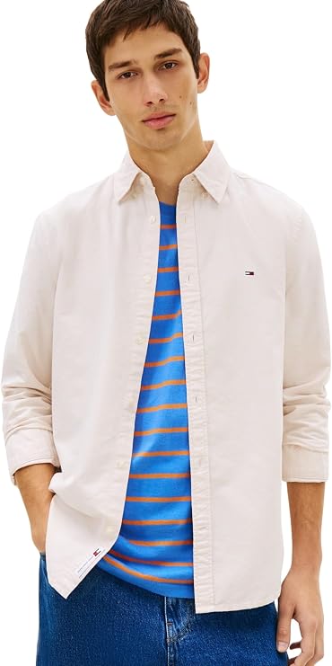 Tommy Jeans DM0DM21298AES TJM Regular Oxford Shirt - White Clay