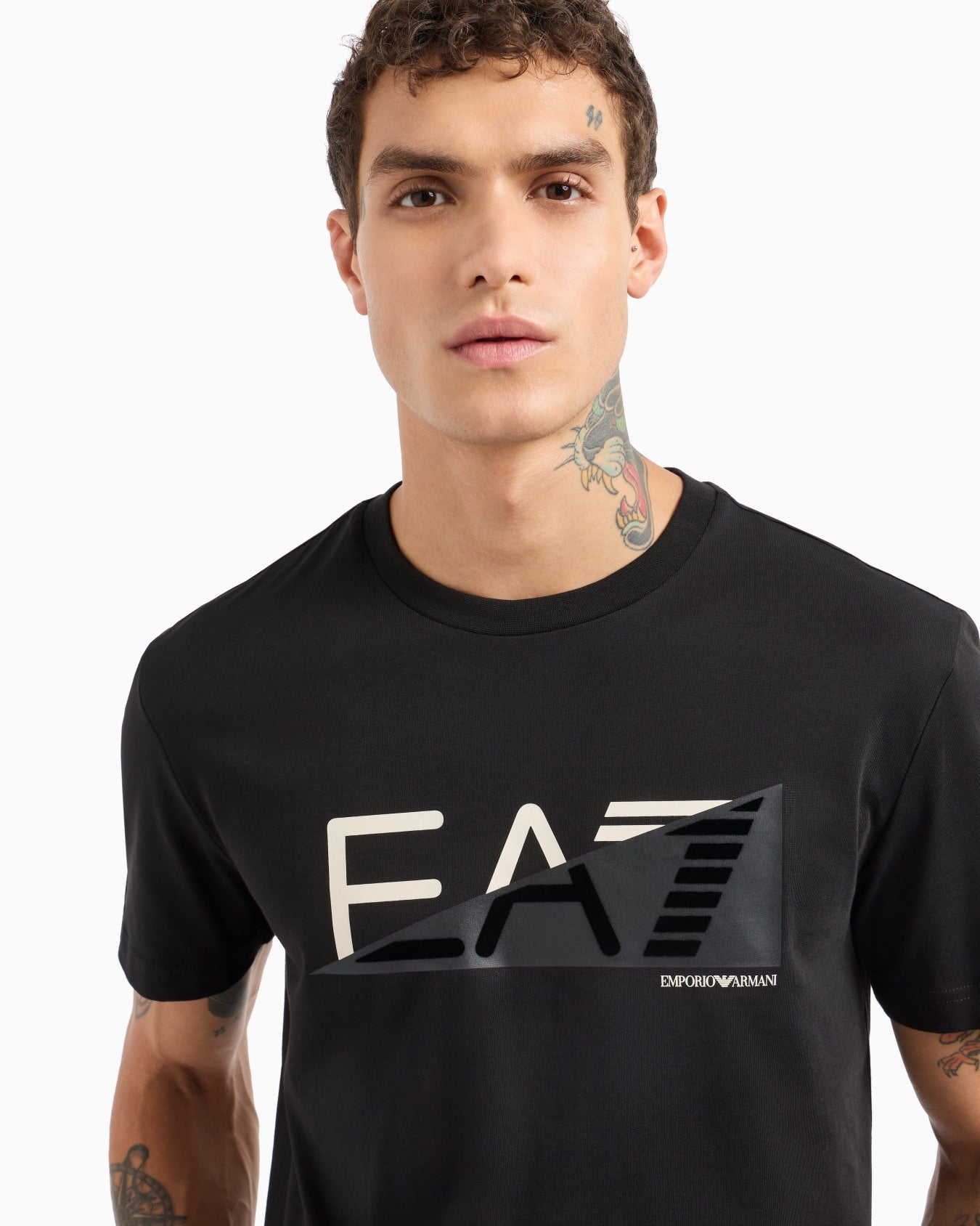 EA7 Emporio Armani 7M000002 Graphic Series Cotton Crew-Neck T-Shirt - Black