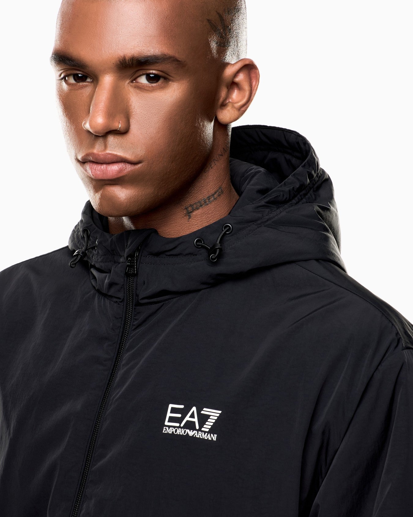 EA7 Emporio Armani 7M000790 Core Identity Nylon Hooded Sweatshirt - Black