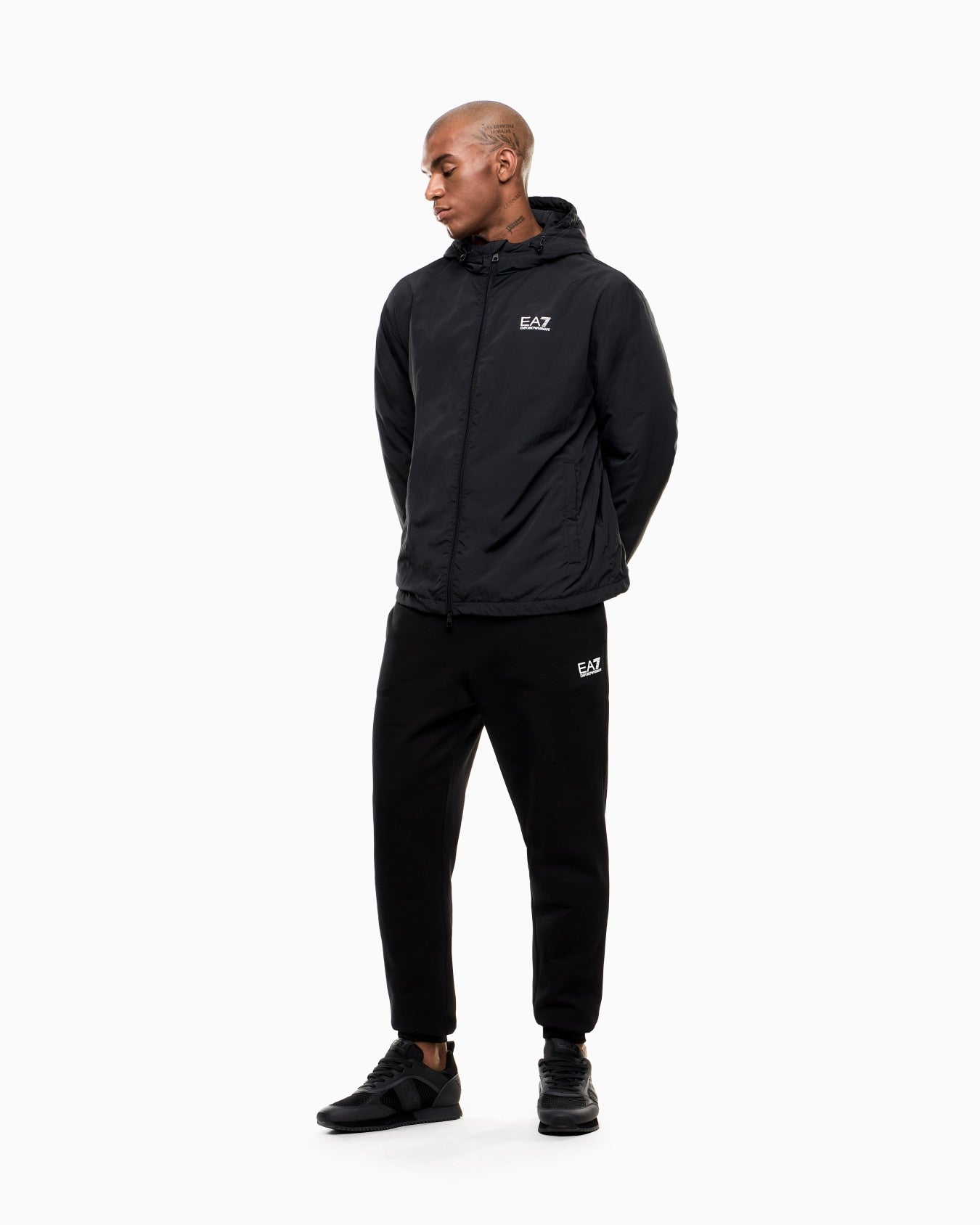 EA7 Emporio Armani 7M000790 Core Identity Nylon Hooded Sweatshirt - Black