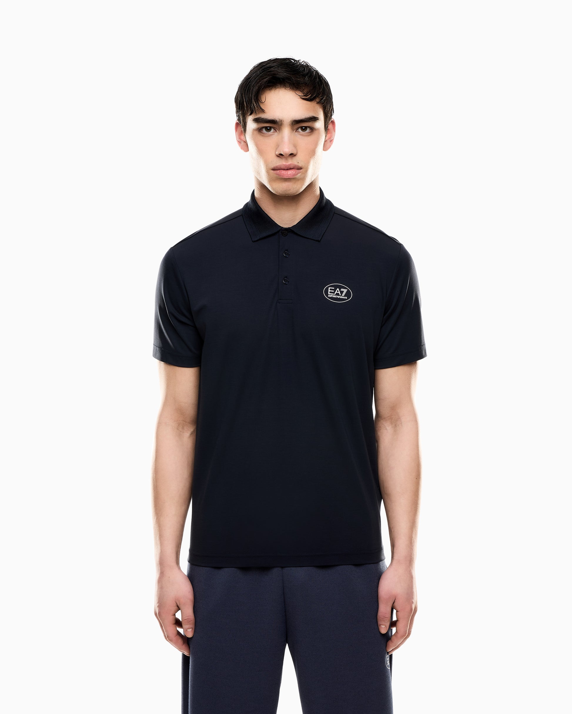 EA7 Emporio Armani 7M000845 Tennis Club Viscose-Blend Jersey Polo Shirt - White