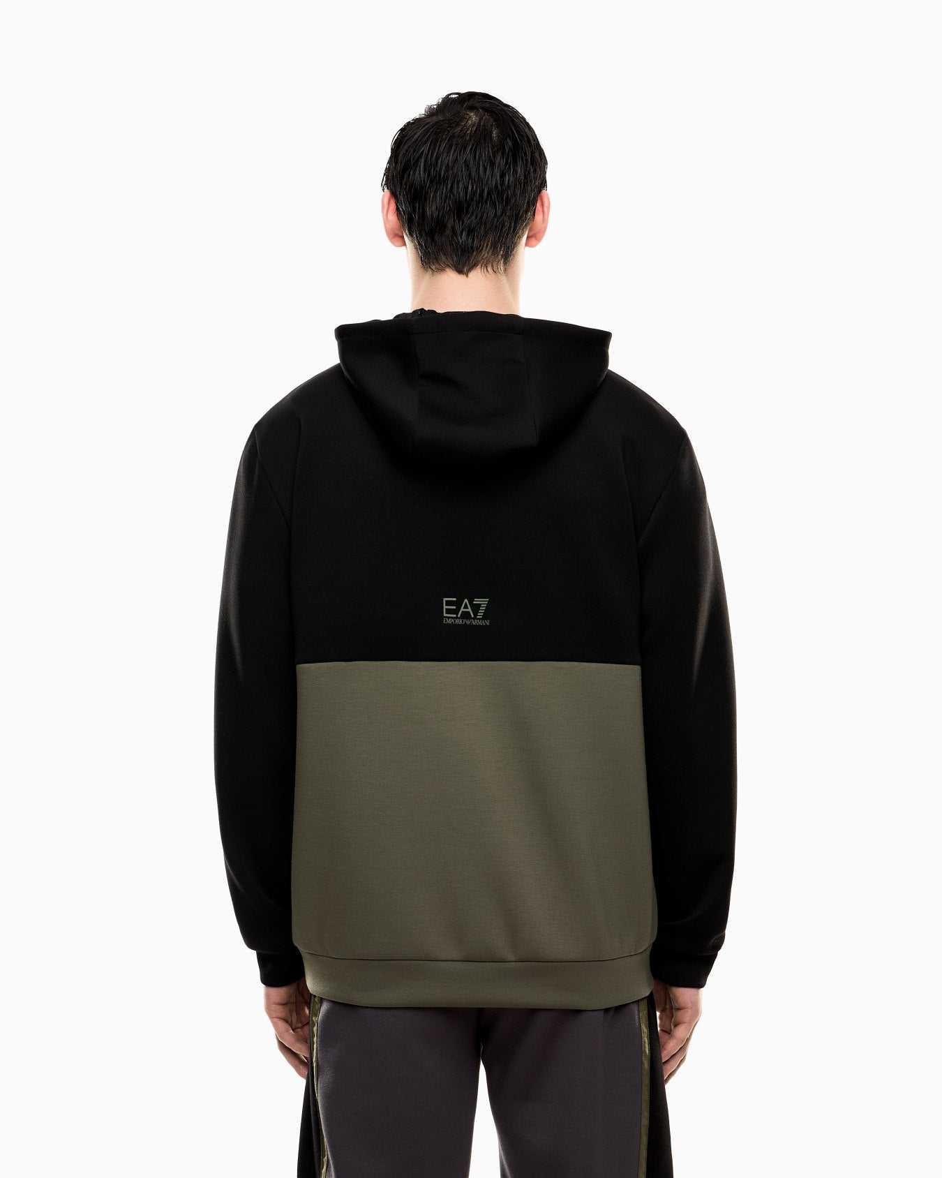 EA7 Emporio Armani 7M000937 Athletic Colour Block Hooded Sweatshirt - Green