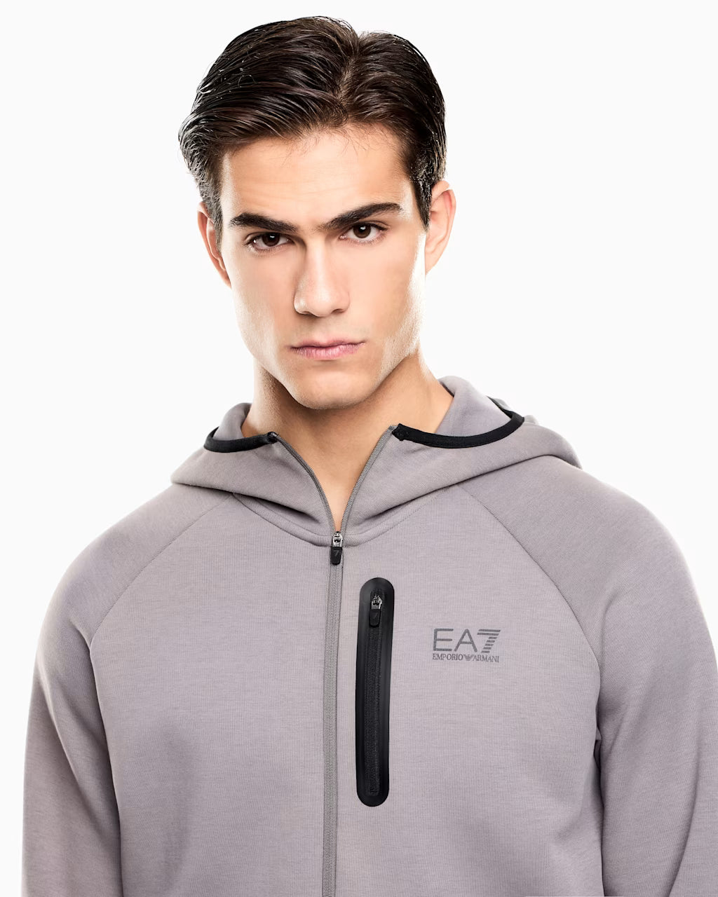EA7 Emporio Armani 7M001598 Natural Ventus7 Hoodie - Smoked Pearl