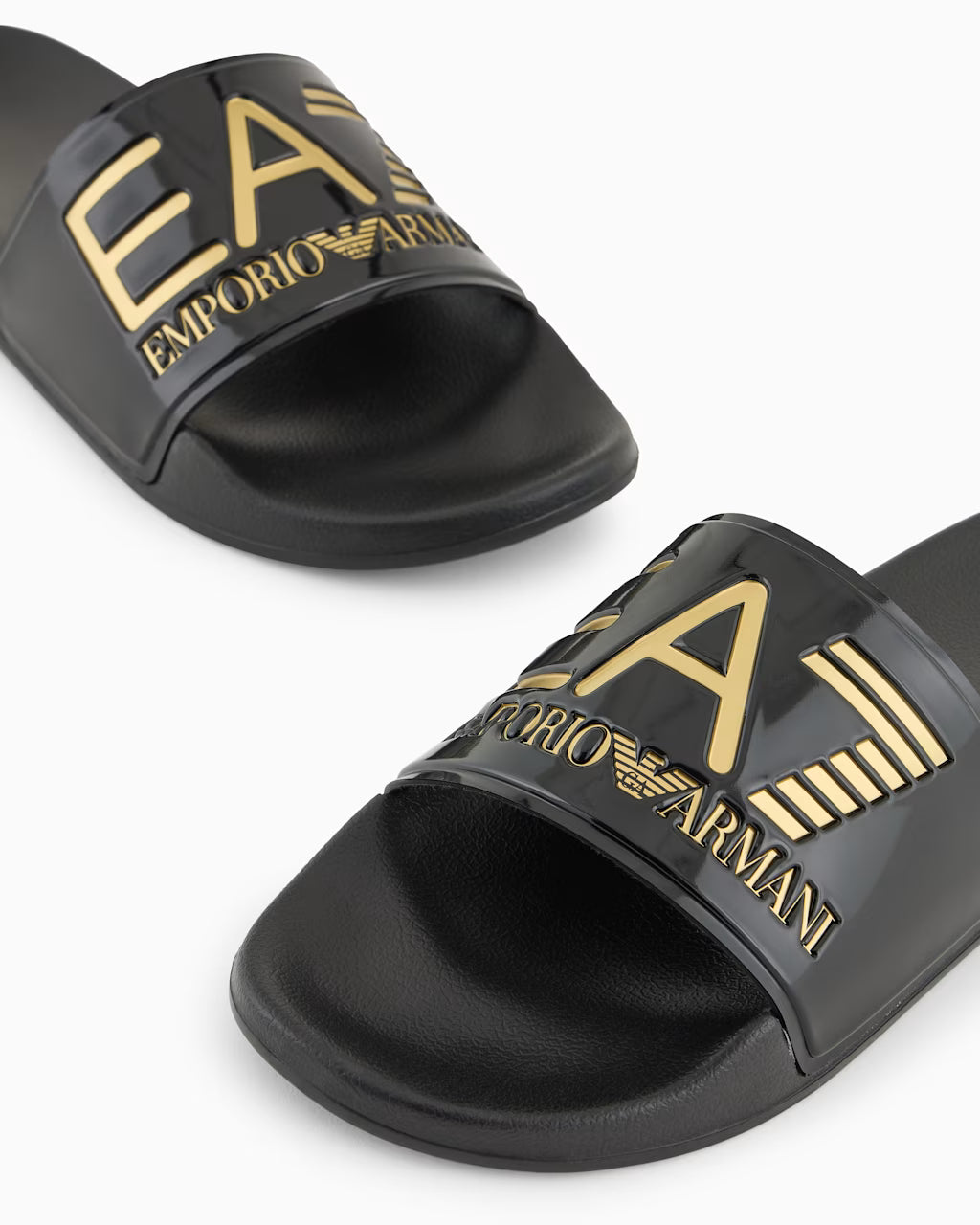 EA7 Emporio Armani 7X000108 Scarpe Beachwear Sliders - Shiny Black/Gold