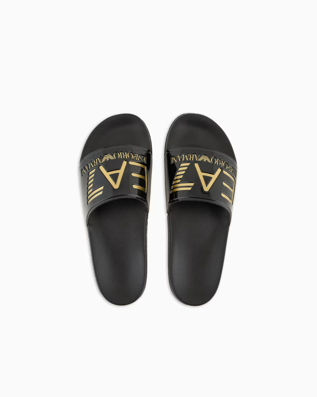 EA7 Emporio Armani 7X000108 Scarpe Beachwear Sliders - Shiny Black/Gold