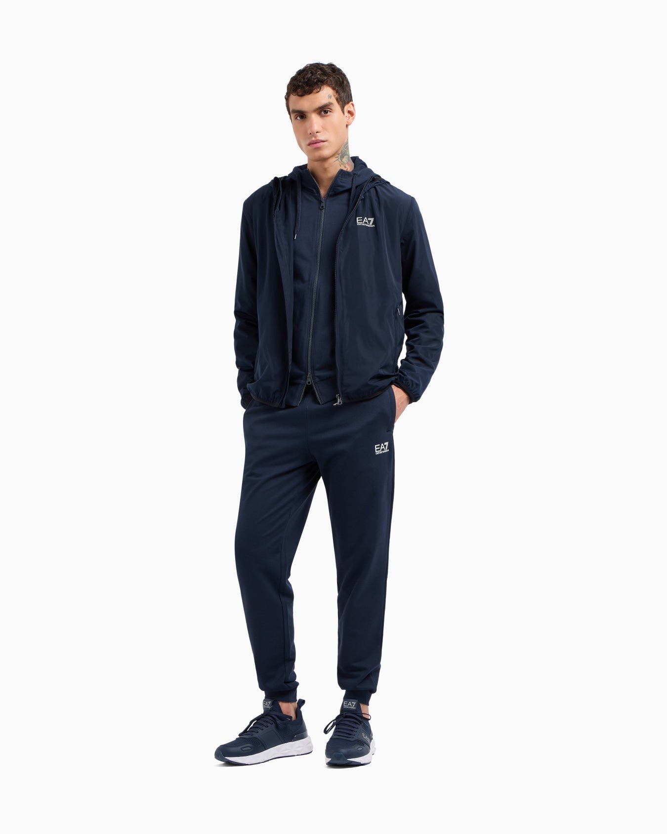 EA7 Emporio Armani 8NPB22 Core Identity Hooded Bomber Jacket - Blue