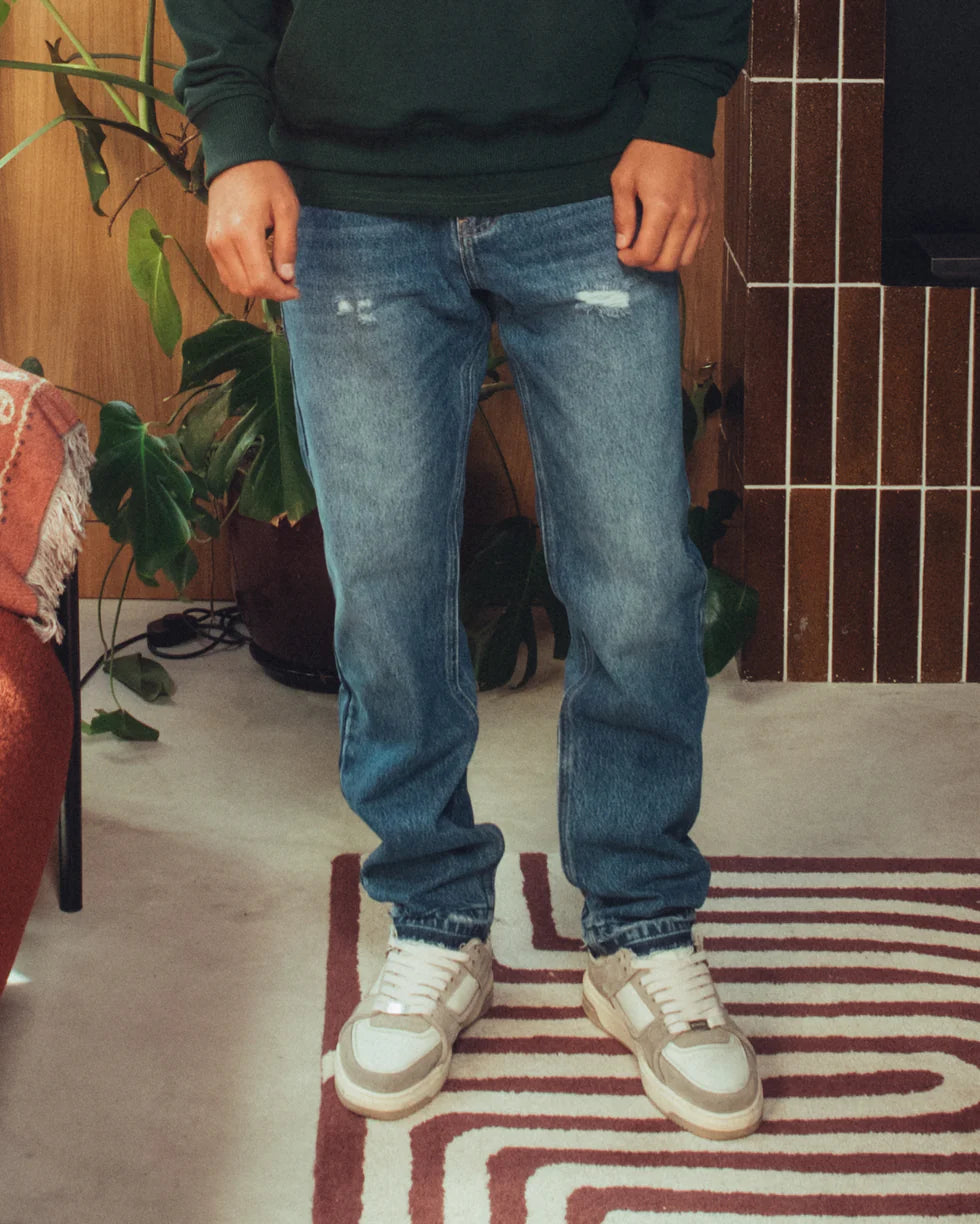 Syenti Released Hem Jeans - Mid Blue