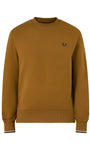 Fred Perry M7535 Crewneck Sweatshirt 80C - Dark Caramel/Dusk Blue/Night Green