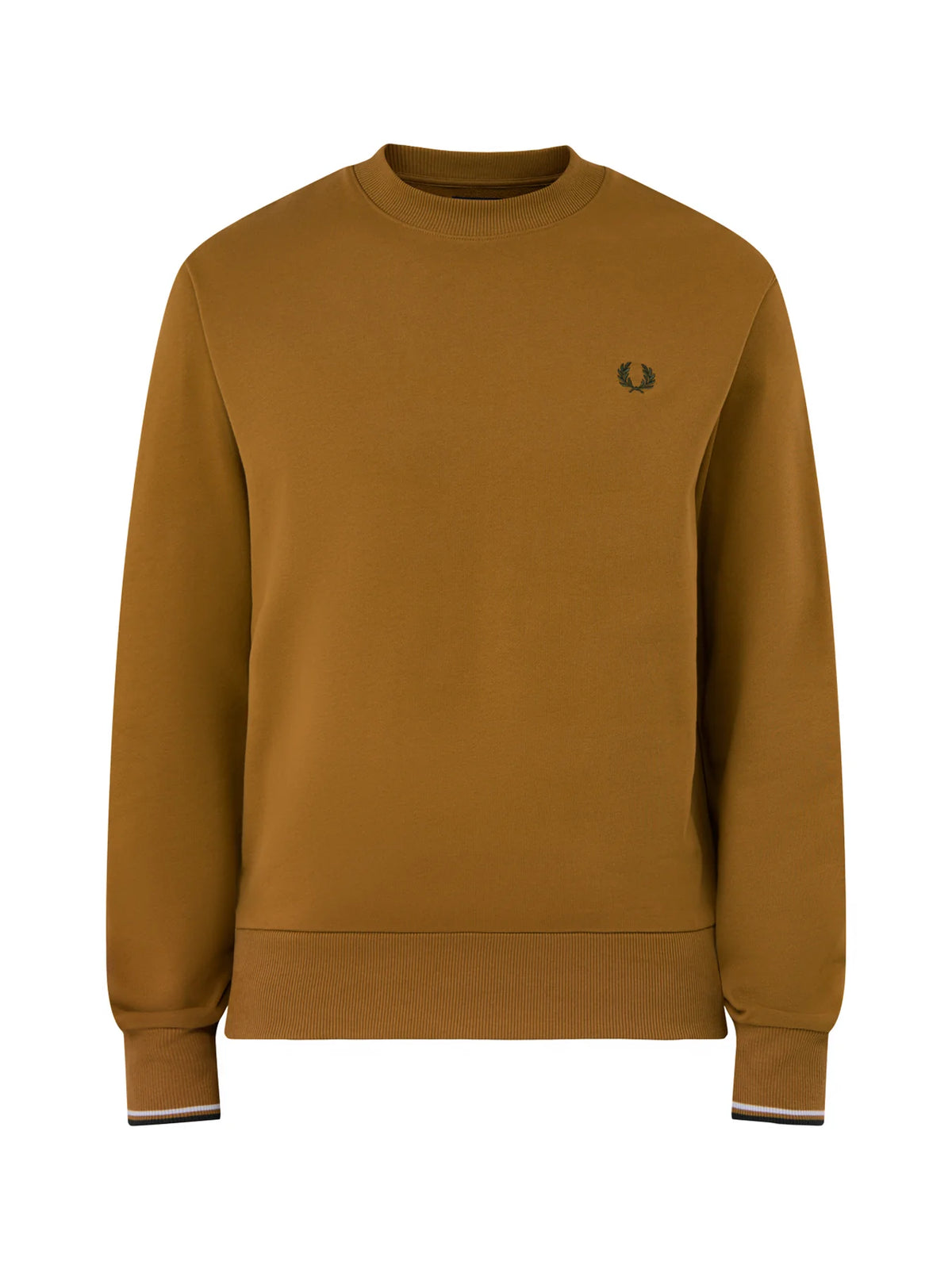 Fred Perry M7535 Crewneck Sweatshirt 80C - Dark Caramel/Dusk Blue/Night Green