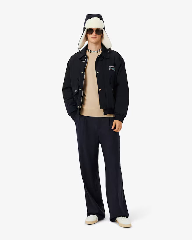 Lacoste AH5158 Striped Cotton Jersey Sweater - DV0 Beige/Navy Blue