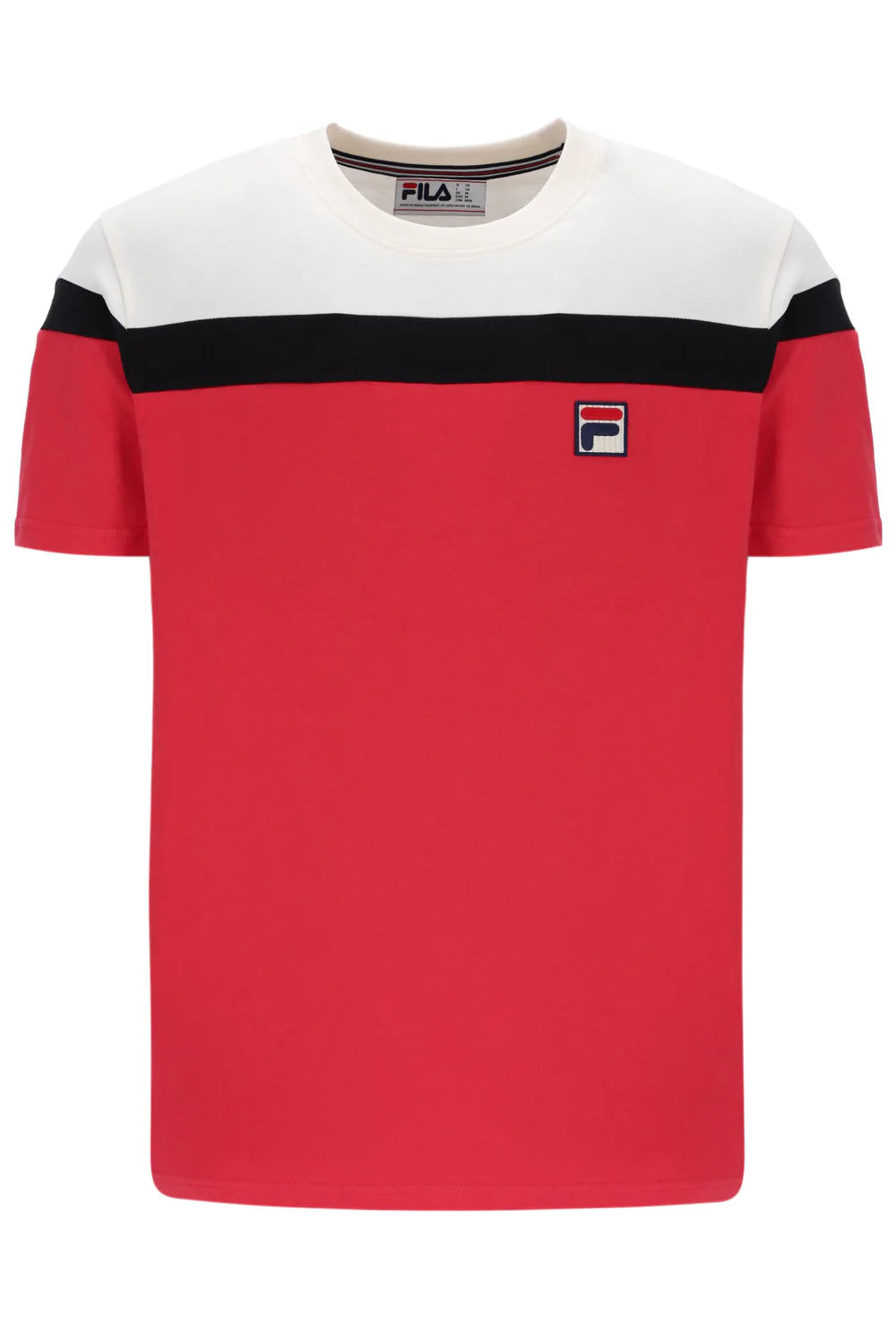 FILA Aiden Cut & Sew T-Shirt - FILA Red/Gardenia/Black