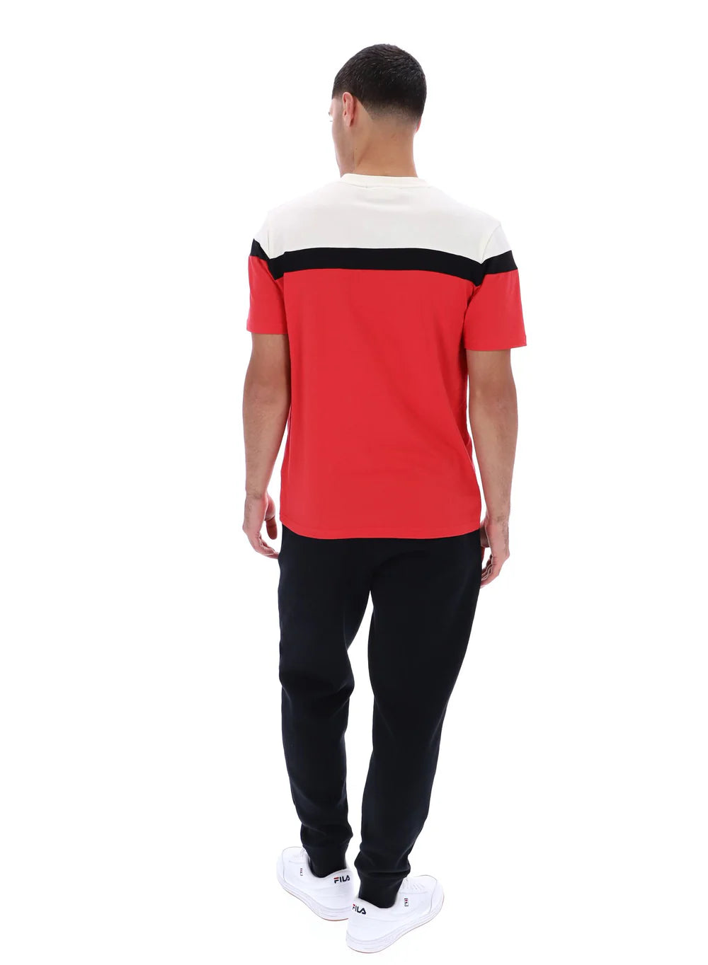 FILA Aiden Cut & Sew T-Shirt - FILA Red/Gardenia/Black