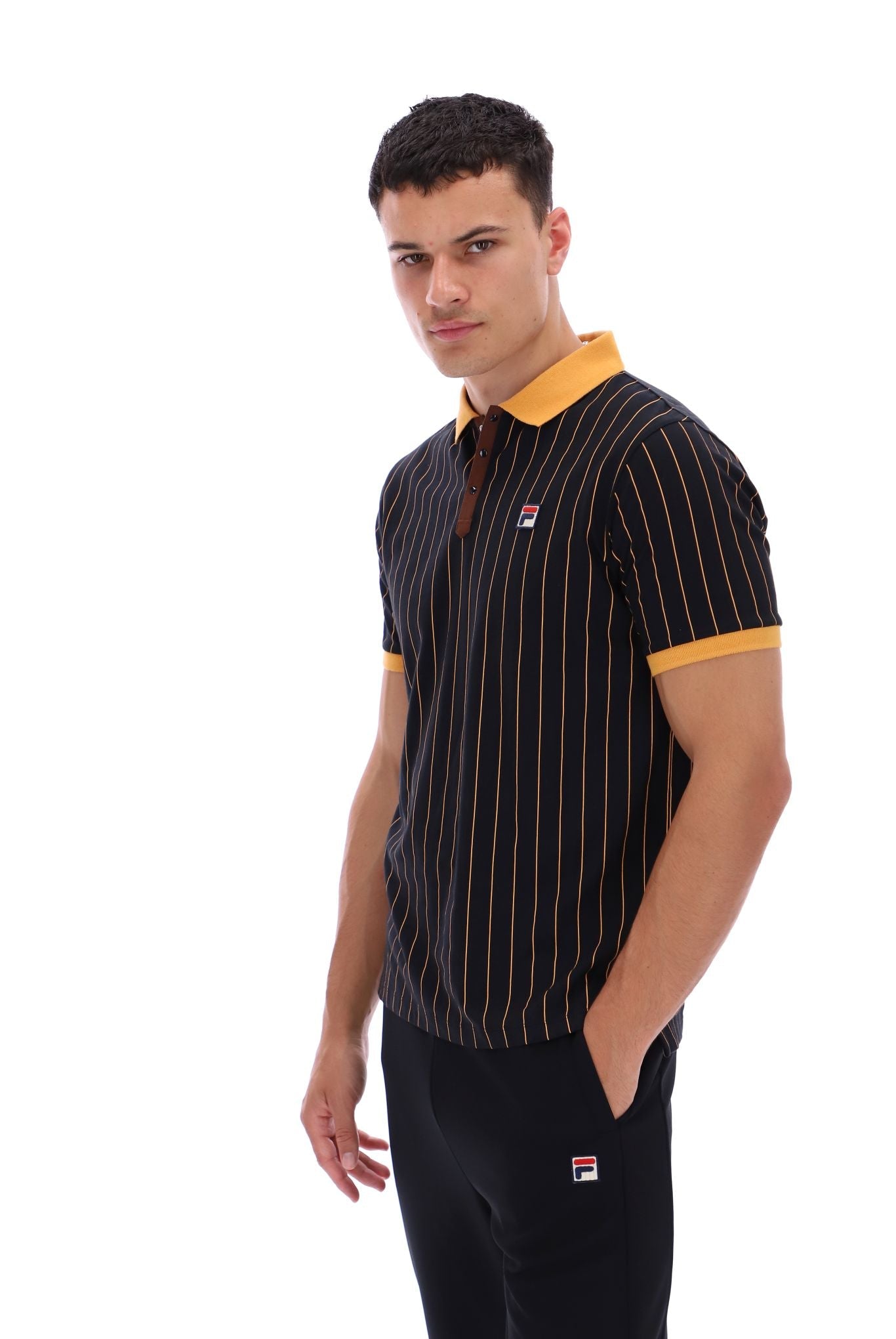 Fila Bb1 Classic Vintage Polo Shirt Black/Yellow