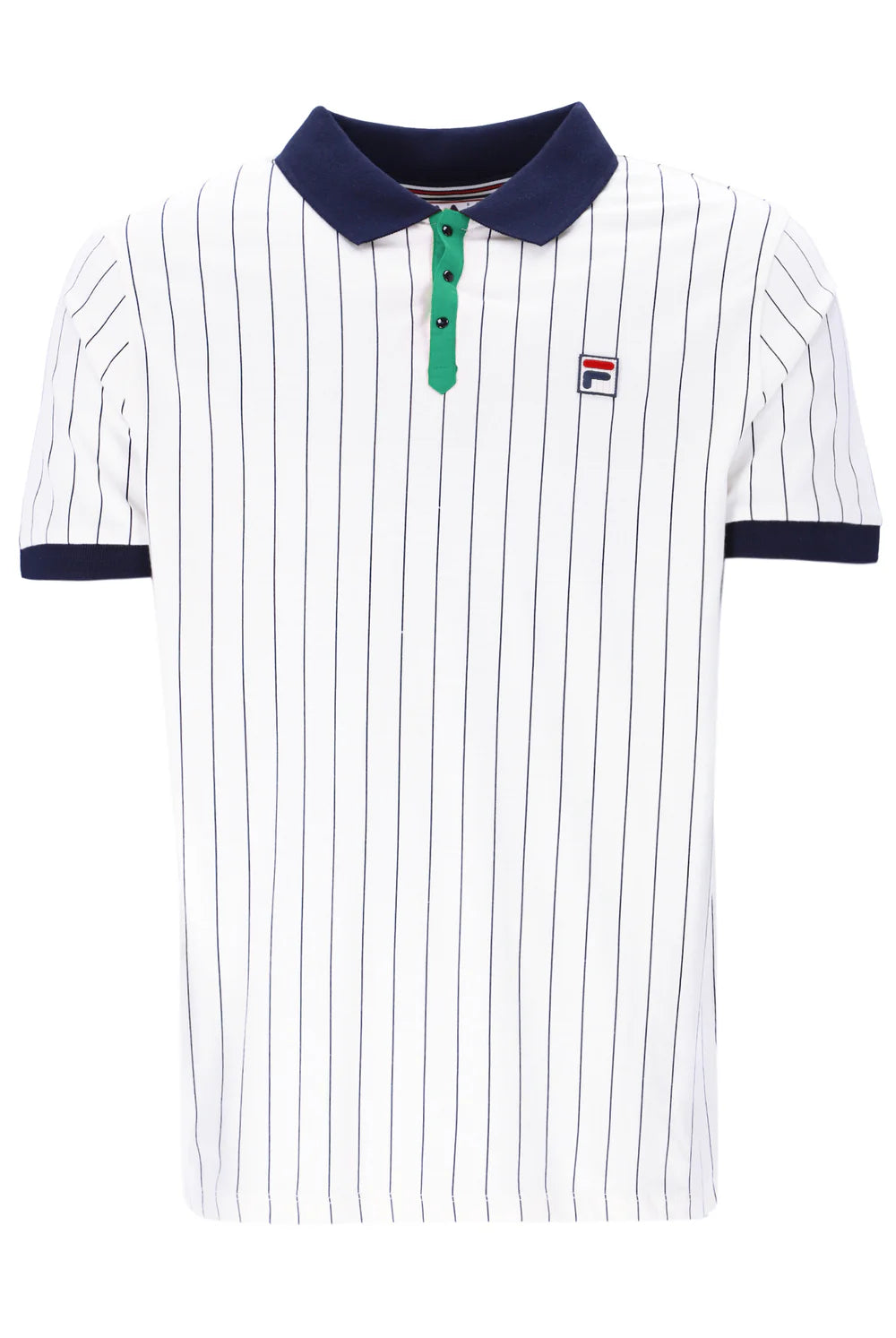 FILA BB1 Classic Vintage Striped Polo - White/Green/FILA Navy
