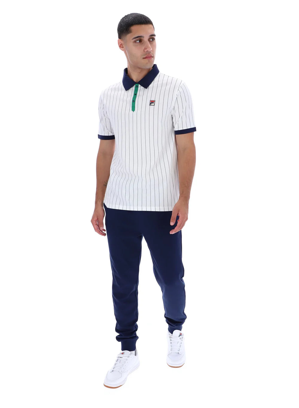 FILA BB1 Classic Vintage Striped Polo - White/Green/FILA Navy
