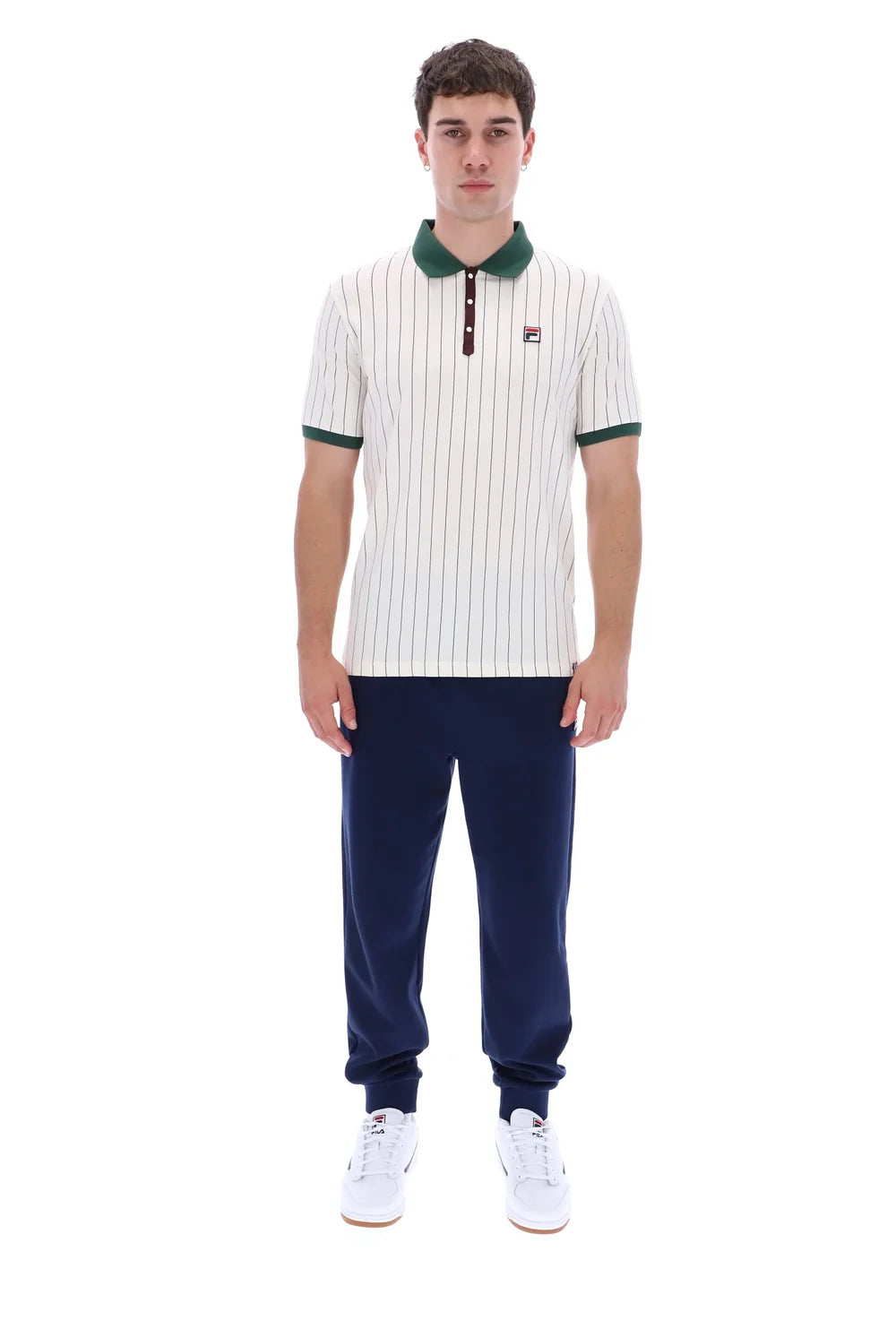 Fila LM1839AT Classic Vintage Striped Polo 133 - Gardenia/Pine Needle/Fudge
