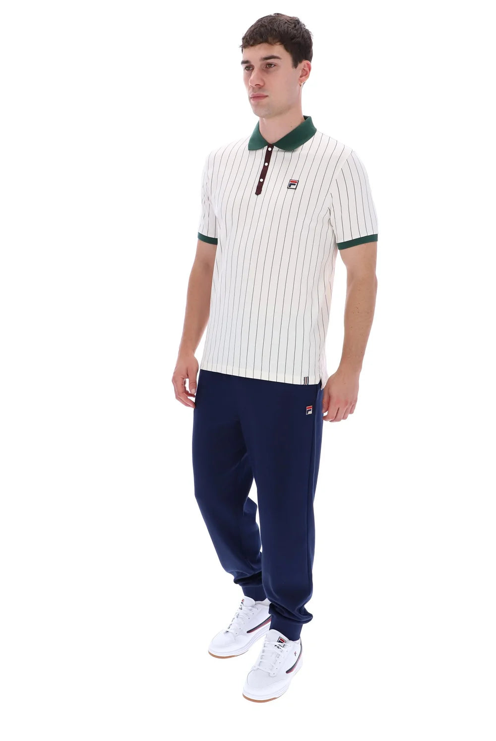 Fila LM1839AT Classic Vintage Striped Polo 133 - Gardenia/Pine Needle/Fudge