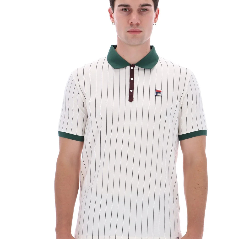 Fila LM1839AT Classic Vintage Striped Polo 133 - Gardenia/Pine Needle/Fudge