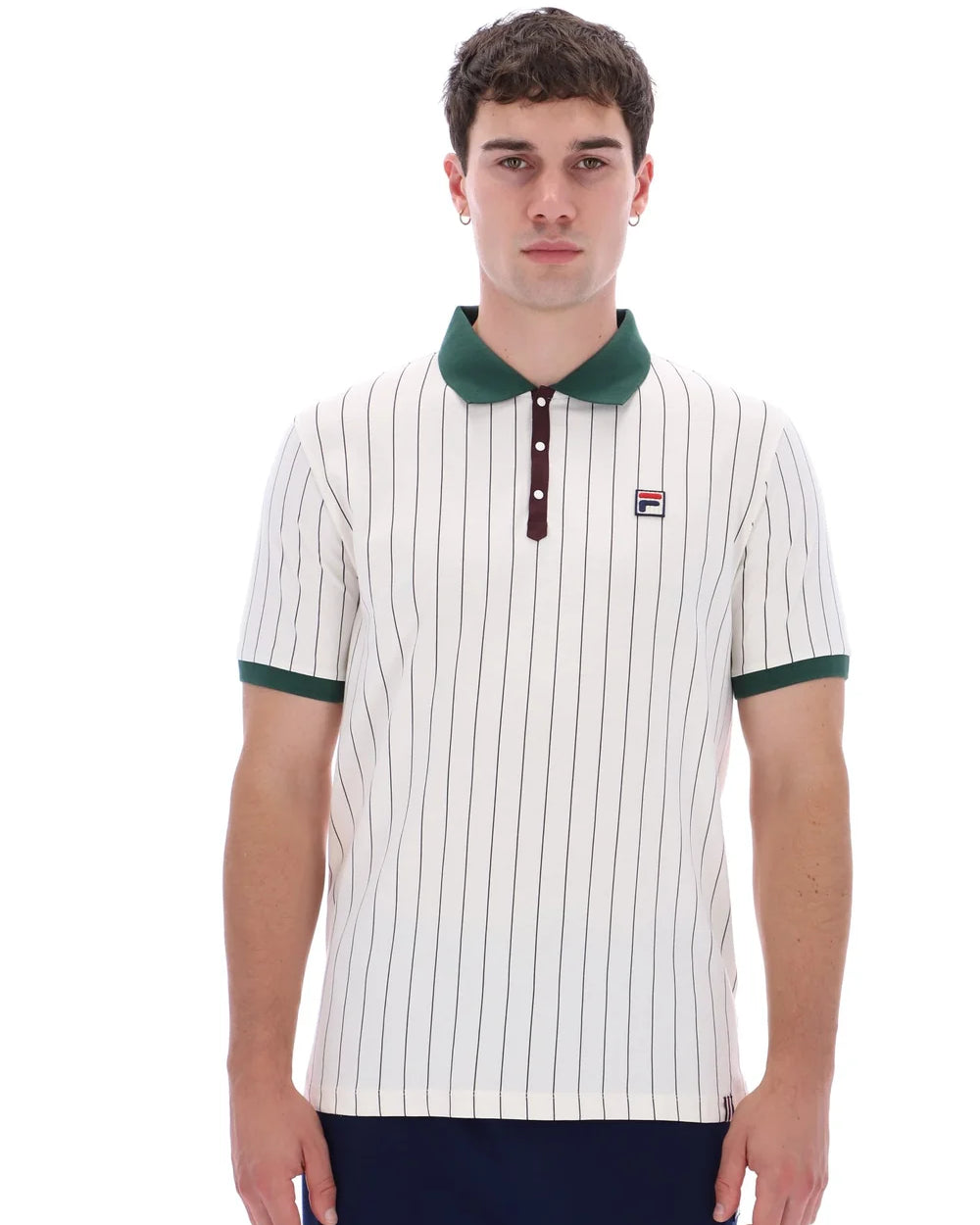 Fila LM1839AT Classic Vintage Striped Polo 133 - Gardenia/Pine Needle/Fudge