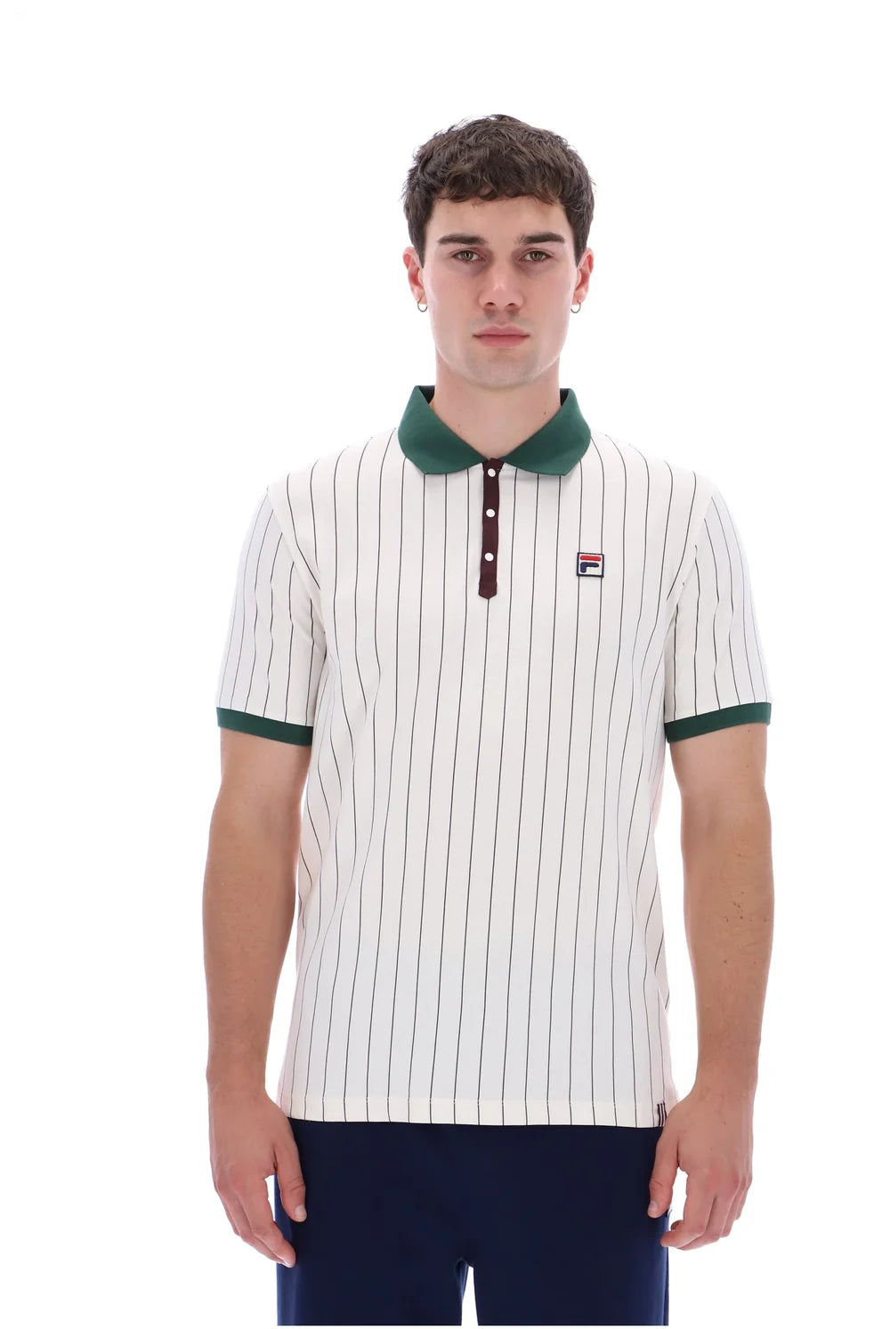 Fila LM1839AT Classic Vintage Striped Polo 133 - Gardenia/Pine Needle/Fudge