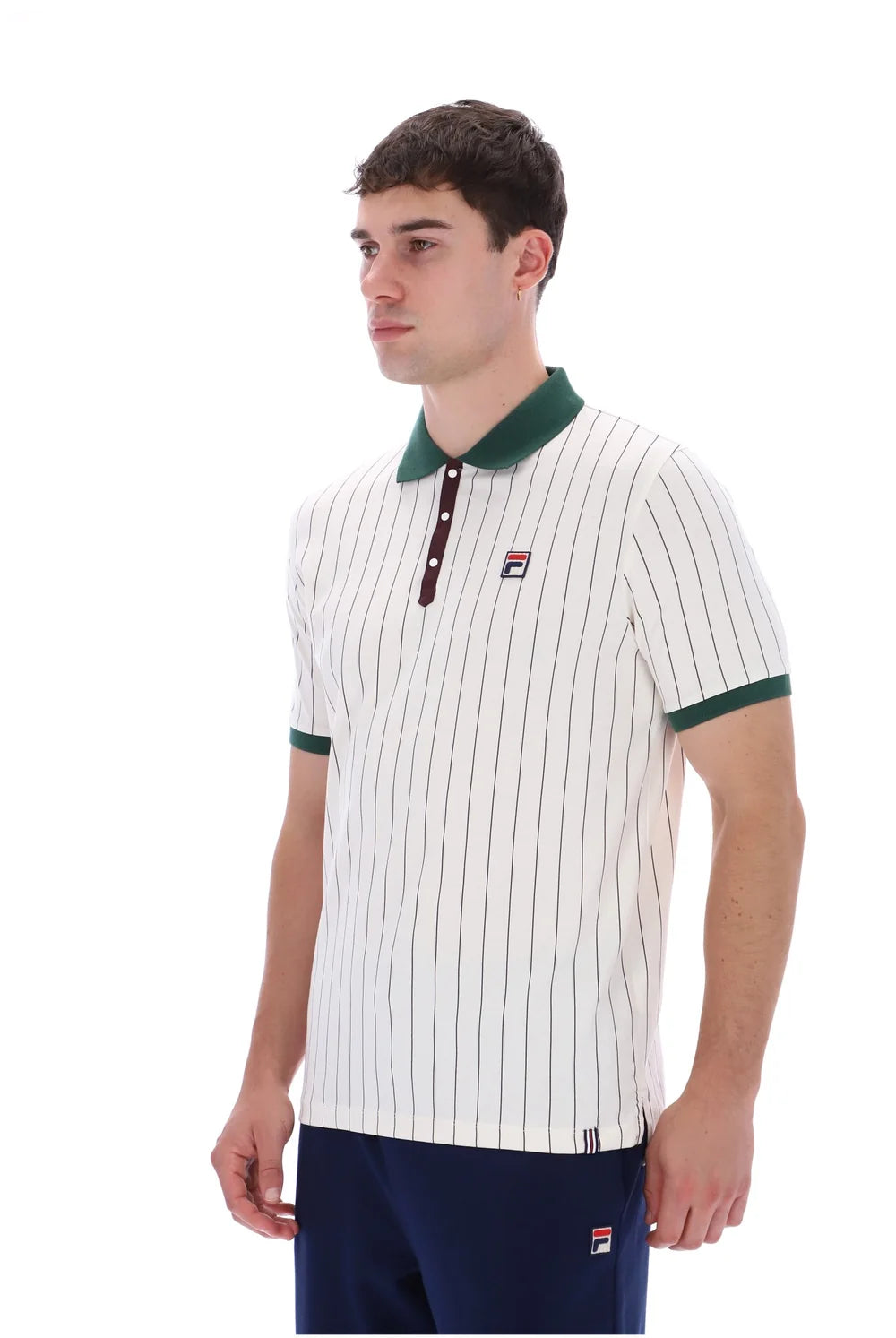 Fila LM1839AT Classic Vintage Striped Polo 133 - Gardenia/Pine Needle/Fudge