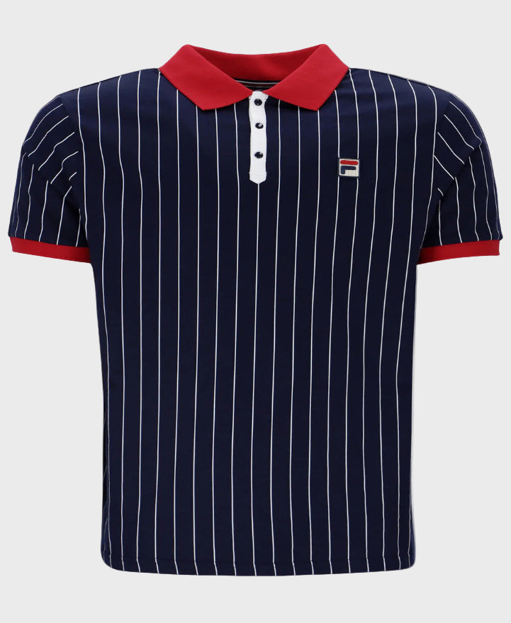 FILA BB1 Classic Vintage Striped Polo 410 Peacoat/Red