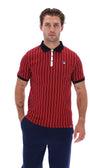 Fila LM1839AT Classic Vintage Striped Polo T-Shirt 553 - Sundried Tomato/Black