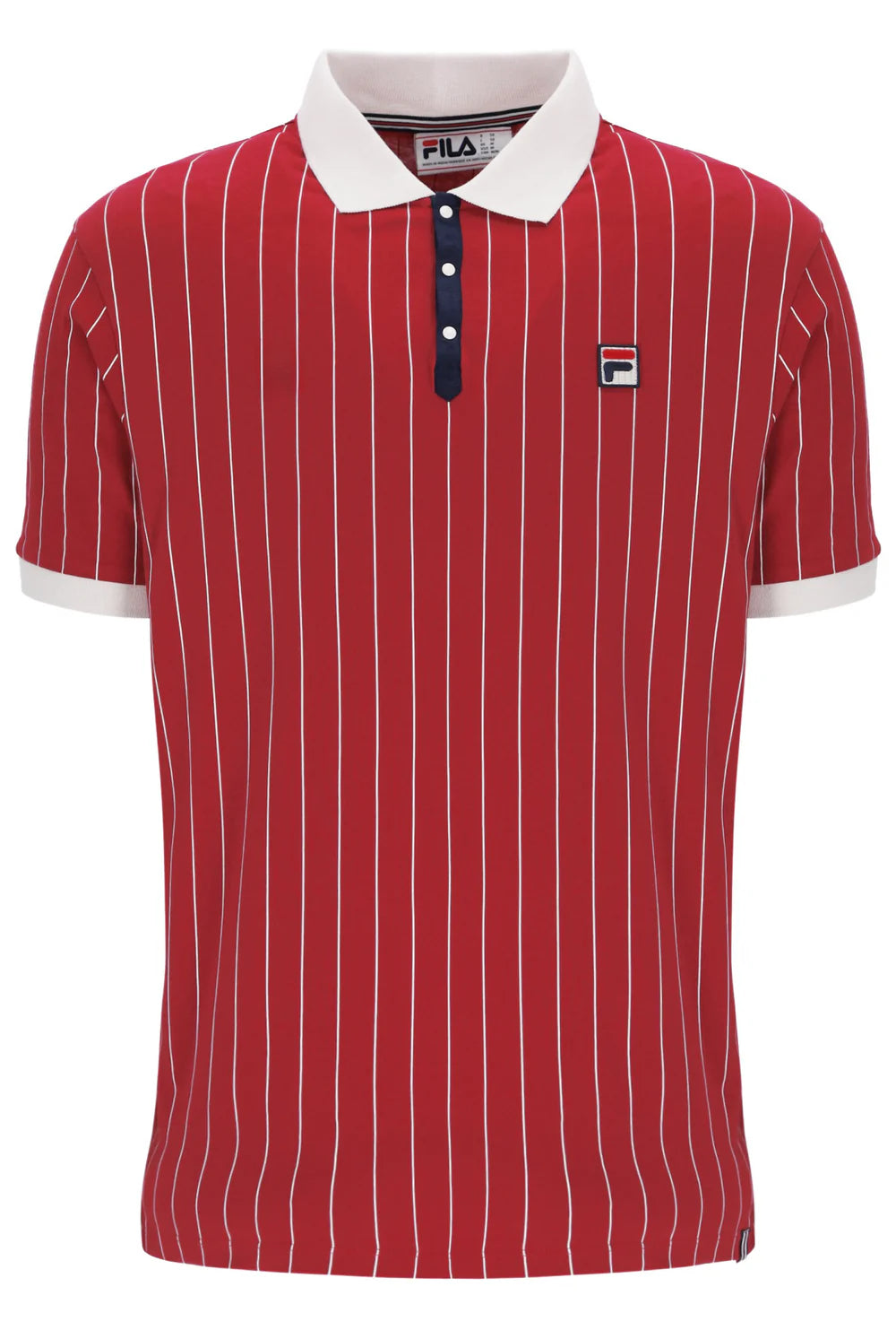 Fila LM1839AT Classic Vintage Striped Polo T-Shirt 755 - Garnet/Gardenia/Fila Navy