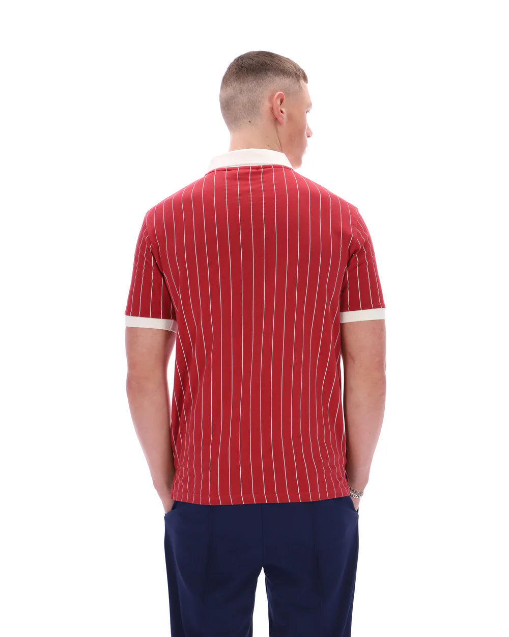 Fila LM1839AT Classic Vintage Striped Polo T-Shirt 755 - Garnet/Gardenia/Fila Navy