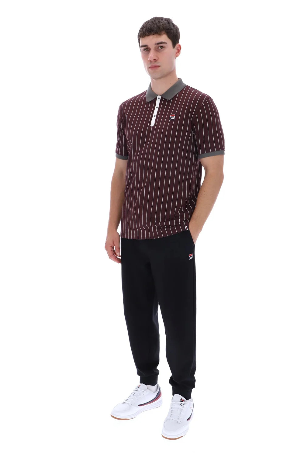 Fila LM1839AT Classic Vintage Striped Polo 277 - Fudge/Gunmetal