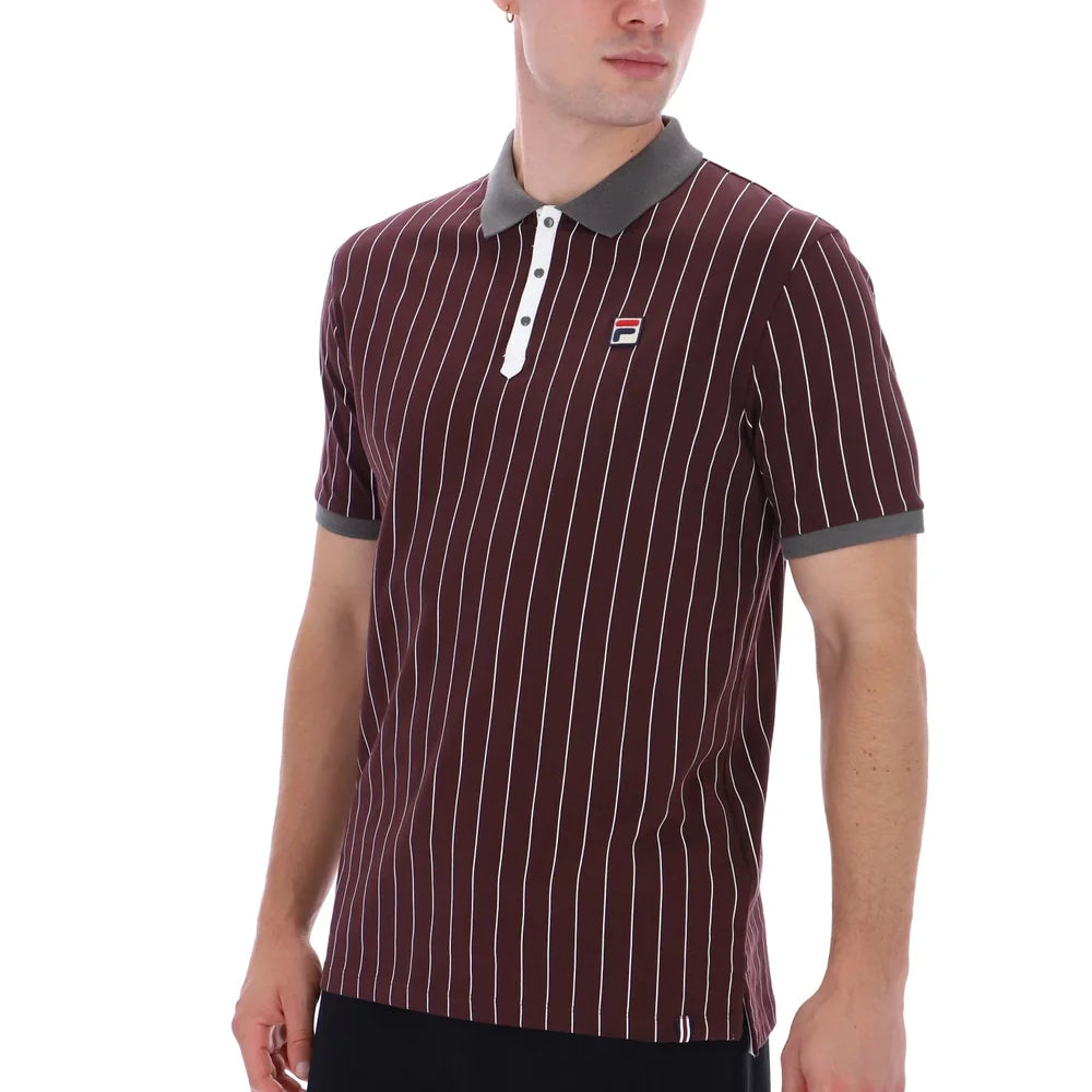 Fila LM1839AT Classic Vintage Striped Polo 277 - Fudge/Gunmetal